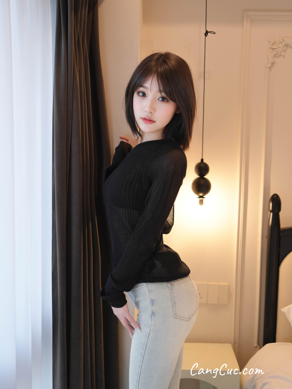Watch sexy [XR Uncensored] 汁汁 – R18 秀人网模特 牛仔裤下的虾线黑丝 photos